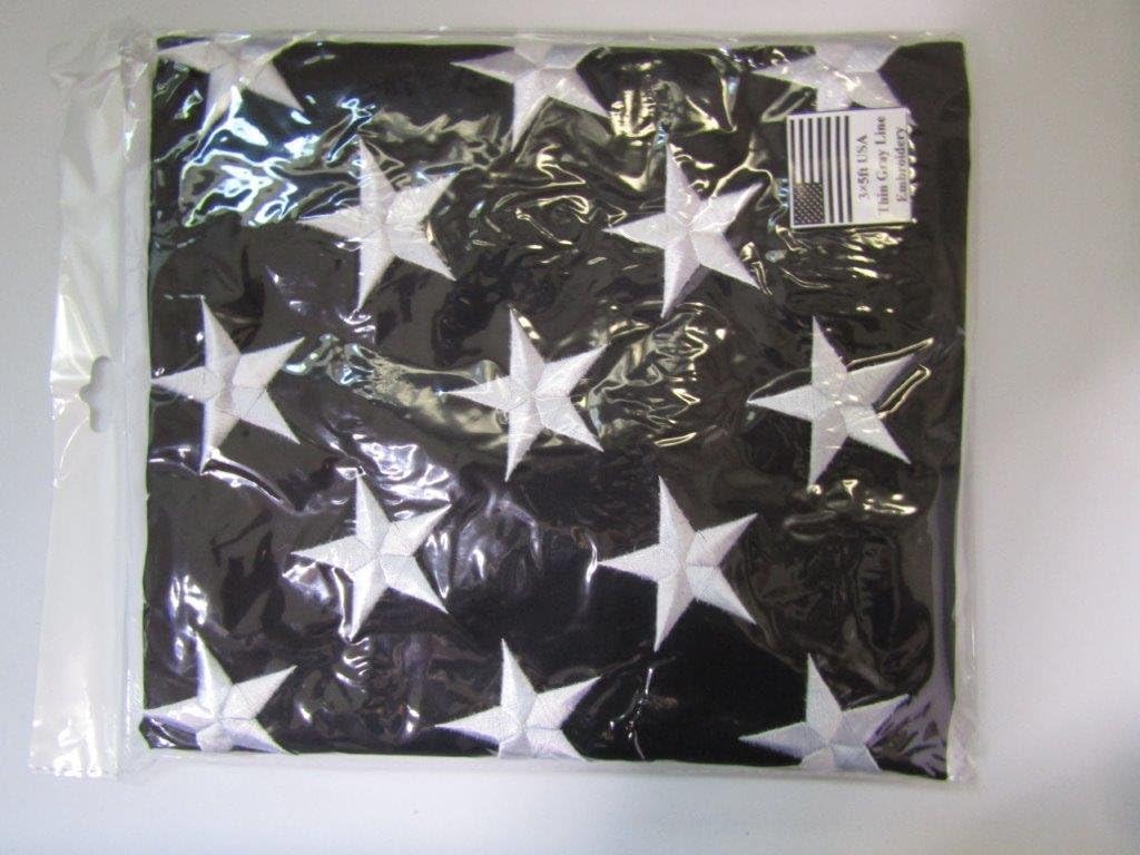 3x5 USA American Thin Grey Line Sewn Stripes Embroidered Stars Flag 3 x 5 3'x5' Brass Grommets Premium Nylon Fade Resistant Fabric