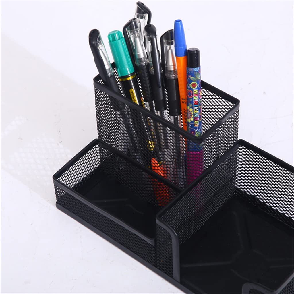 Metallgeflecht-Box, Stiftehalter, Federmäppchen, Schreibtisch, Schreibwaren, Aufbewahrung, Organizer, Heimbüro, nützlich, platzsparend, Stifthalter (schwarz, 20,5 x 10,5 x 10,5 cm)
