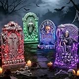 4 Stück Grabstein Halloween Deko Outdoor, Helloween Beleuchtung Outdoor ...