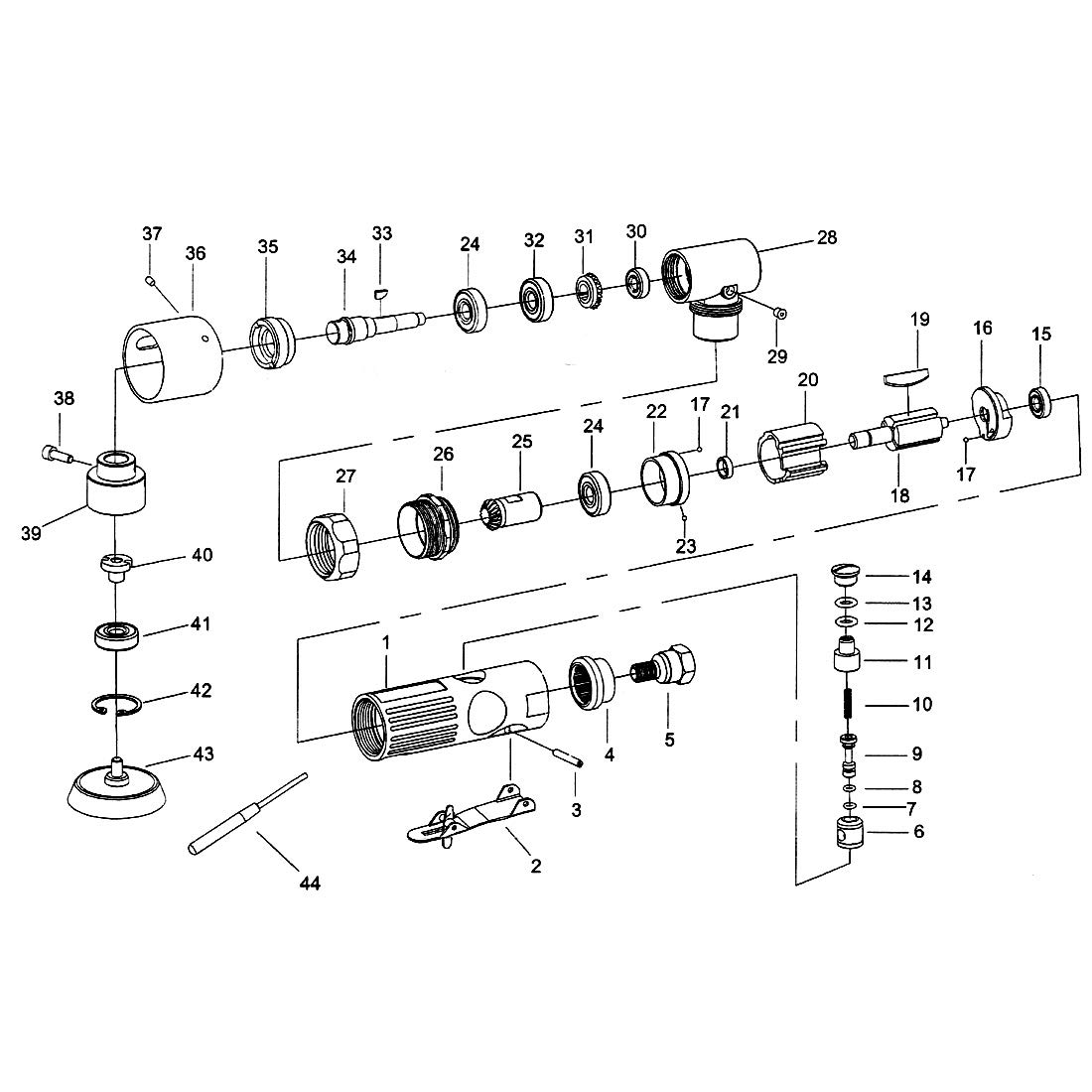 PROSHI Lijadora orbital angular de 2 y 3 pulgadas, lijadora de aire orbital aleatoria de 3 pulgadas, lijadora neumática para herramientas de lijado automático, pulidora de doble acción, cabezal