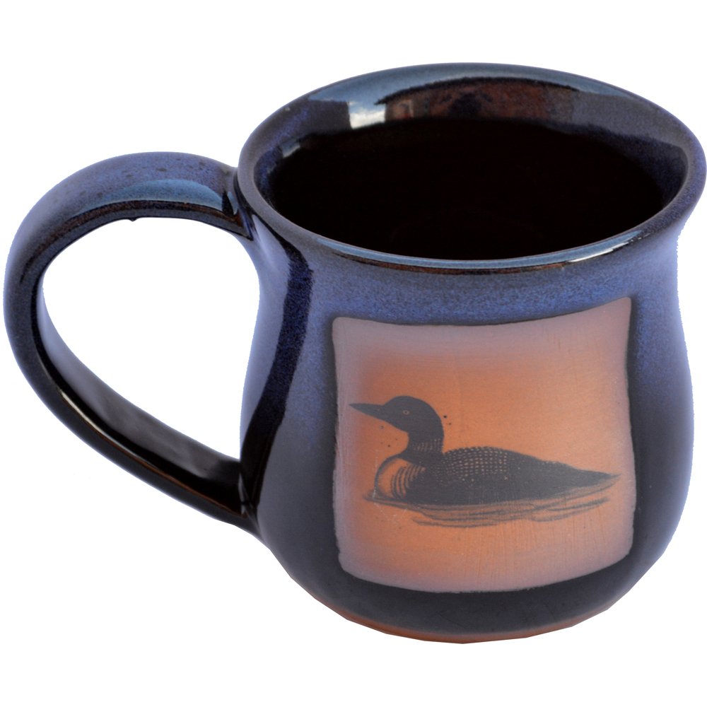 ALWAYS AZUL POTTERY Loon 14 Oz. Mug in Millennium Glaze - Handmade Ceramic Coffee Mug - Stylish and Unique Handcrafted Artistic Drinkware - Polished Clay Cups, Great for Coffee, Tea, and Art Lovers