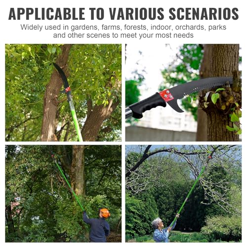 Image of Manual Pole Saw 27ft Extendable Tree Pruner Manual Branches Trimmer Tree Branch Garden Tools Loppers Hand Pole Saws with Lightweight 8 Fiberglass Handles, for Pruning Palms and Shrubs