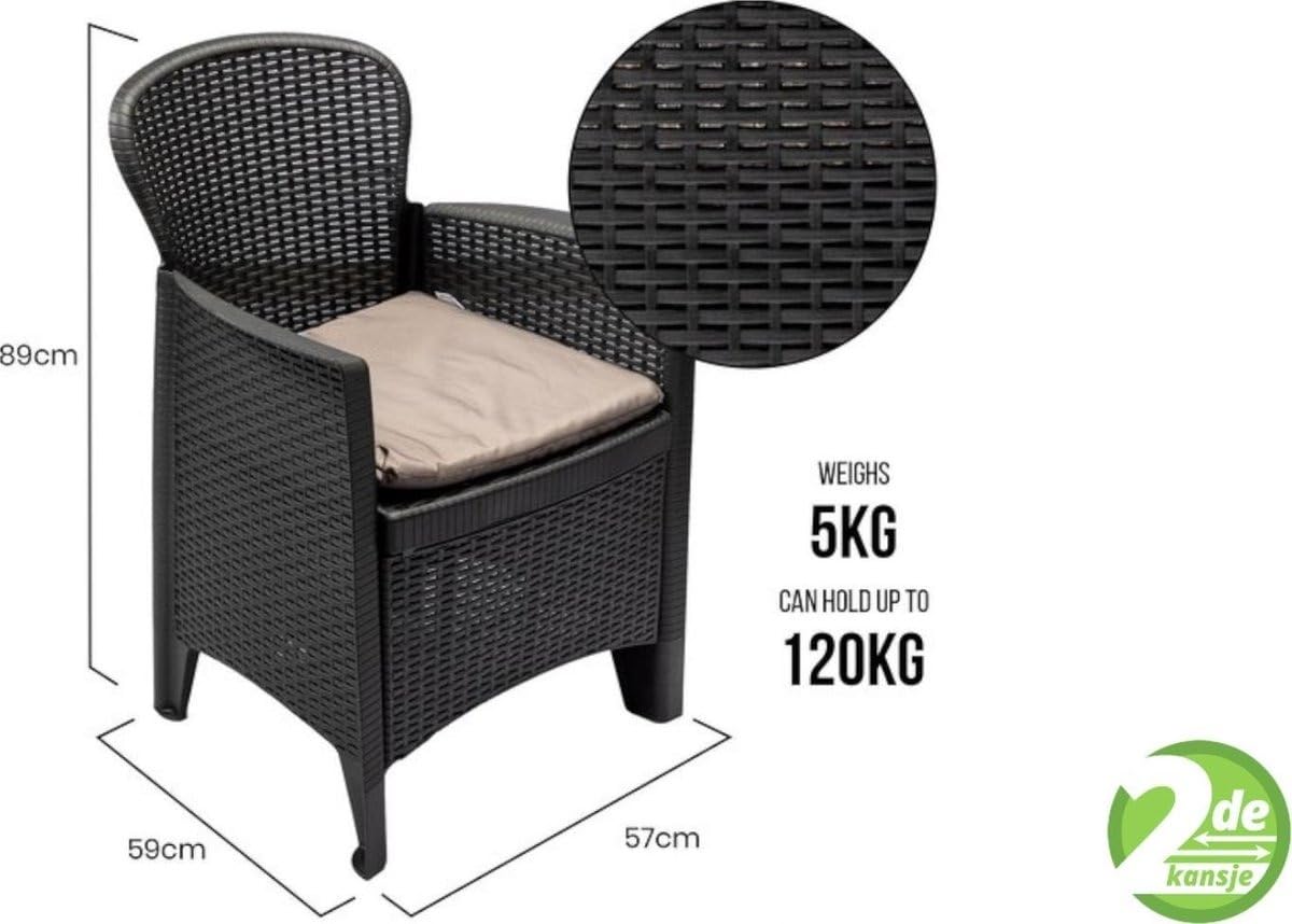 MAURY'S Salotto da Giardino Akita 3pz Antracite Cuscini