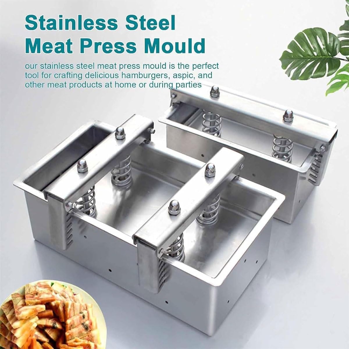 Pressa per carne di prosciutto, 1-5 kg, in acciaio inox, con piastra di base rimovibile e molla ad alta coppia, grande capacità, per prosciutto fatto in casa, facile da pulire, per maiale, manzo e