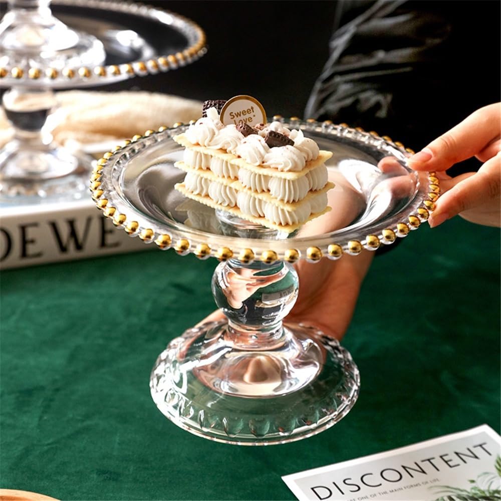 Kuchenständer ServierStänder Gold-umrandeten Kuchen Stehen Perlen Hohe-fuß Platte Obst Dessert Tablett Hochzeit Party Display Tortenständer