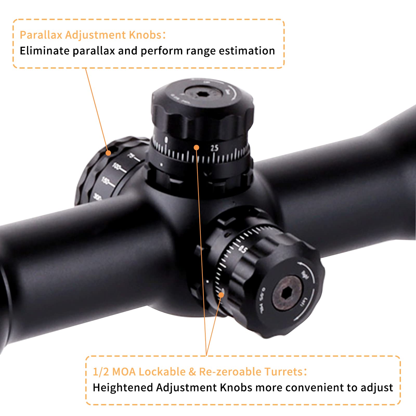 Ottica Cannocchiale Caccia 4-24x50mm Cannocchiale Carabina Illuminato Reticolo Rosso/Verde Telemetro Rapido Airsoft Mirino con Weaver/Picatinny Rail Mounts