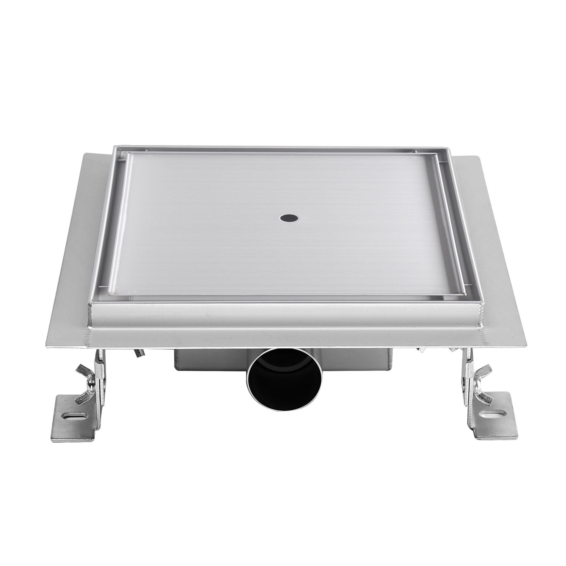 CIREA Caniveau de douche à carreler carré 20 x 20 cm, siphon anti-odeurs, drainage 36l/min, hauteur réglable