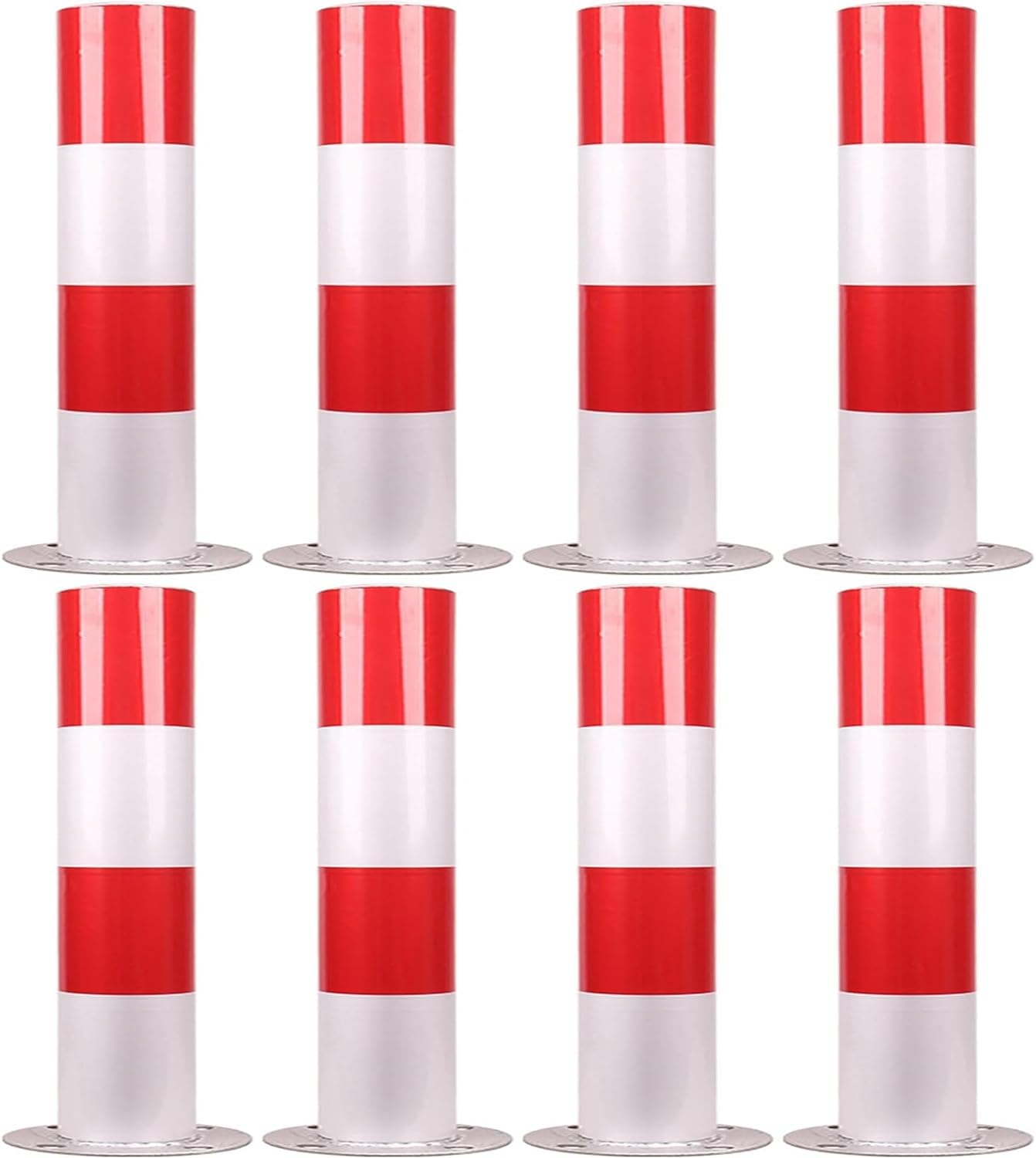 LYDBMYT Bollard Post White Red, Parking Bollards for Traffic Control, Traffic Posts 1 2 4 6 8 10Pack, Outdoor Traffic Control Barriers,White+Red D76Mm-H75Cm 8Pc