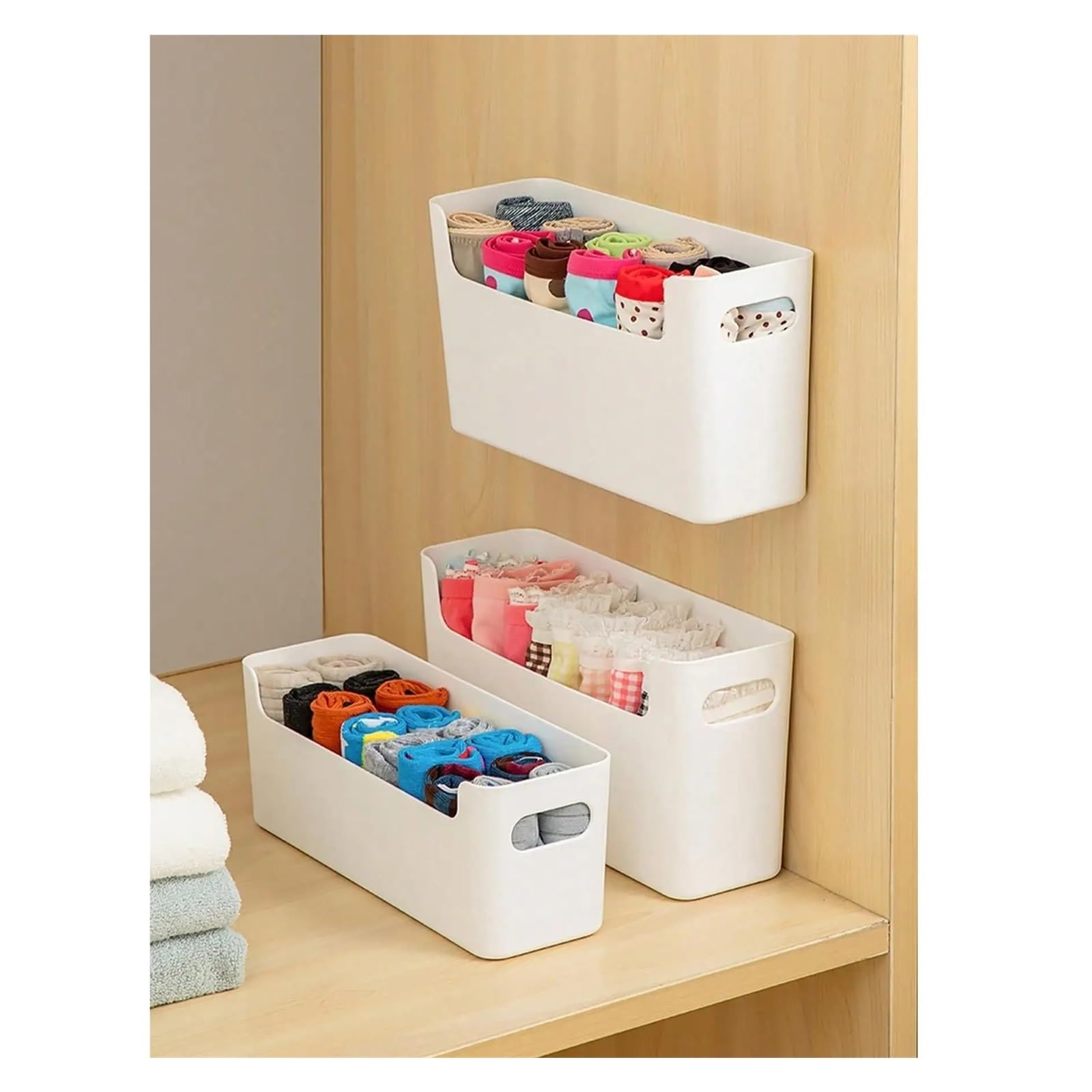 Pudełko do przechowywania bielizny, Szafy na ubrania Organizator Box naścienny bielizna biustonosz skarpetki pudełka do przechowywania(Transparent 2pcs)
