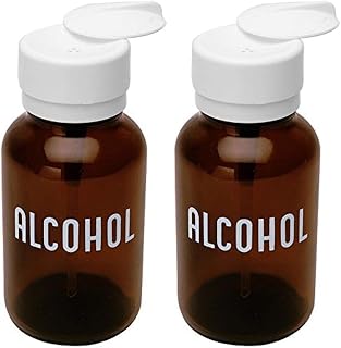 Menda 35608 Glass/Polypropylene/Steel/Low-Density Polyethylene/Ldpe Dispensing Bottle, Lasting-Touch, Imprinted 'Alcohol', Amber Round Glass 8 oz., 8 fl. oz. Capacity,Brown (Pack of 2)