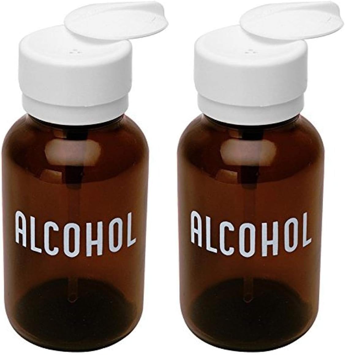 Menda 35608 Glass/Polypropylene/Steel/Low-Density Polyethylene/Ldpe Dispensing Bottle, Lasting-Touch, Imprinted 'Alcohol', Amber Round Glass 8 oz., 8 fl. oz. Capacity,Brown (Pack of 2)