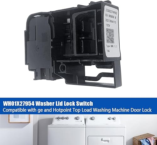 Miniatura 2 de NAJING Interruptor de bloqueo de tapa de lavadora WH01X27954 compatible con cerradura de puerta de lavadora de carga superior GE Hotpoint Reemplazo
