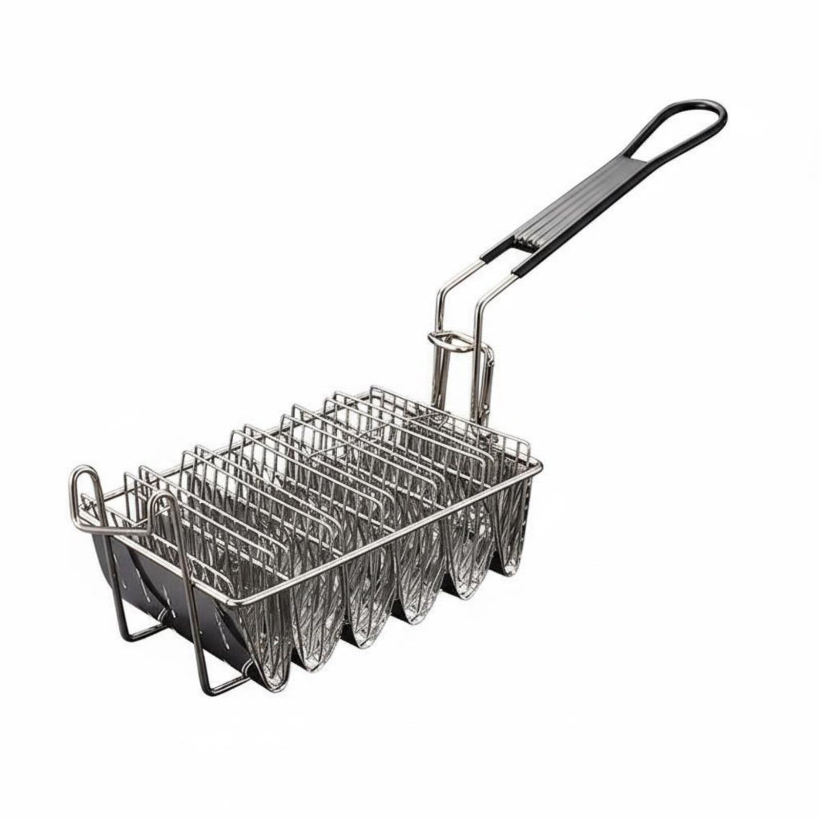 Cesta Freidora para Tacos Acero Inoxidable Cesta para Freír Tacos Cocción Eficiente Freidora de Tortillas de Taco para Cocineros, Desmontable 6-Grid V