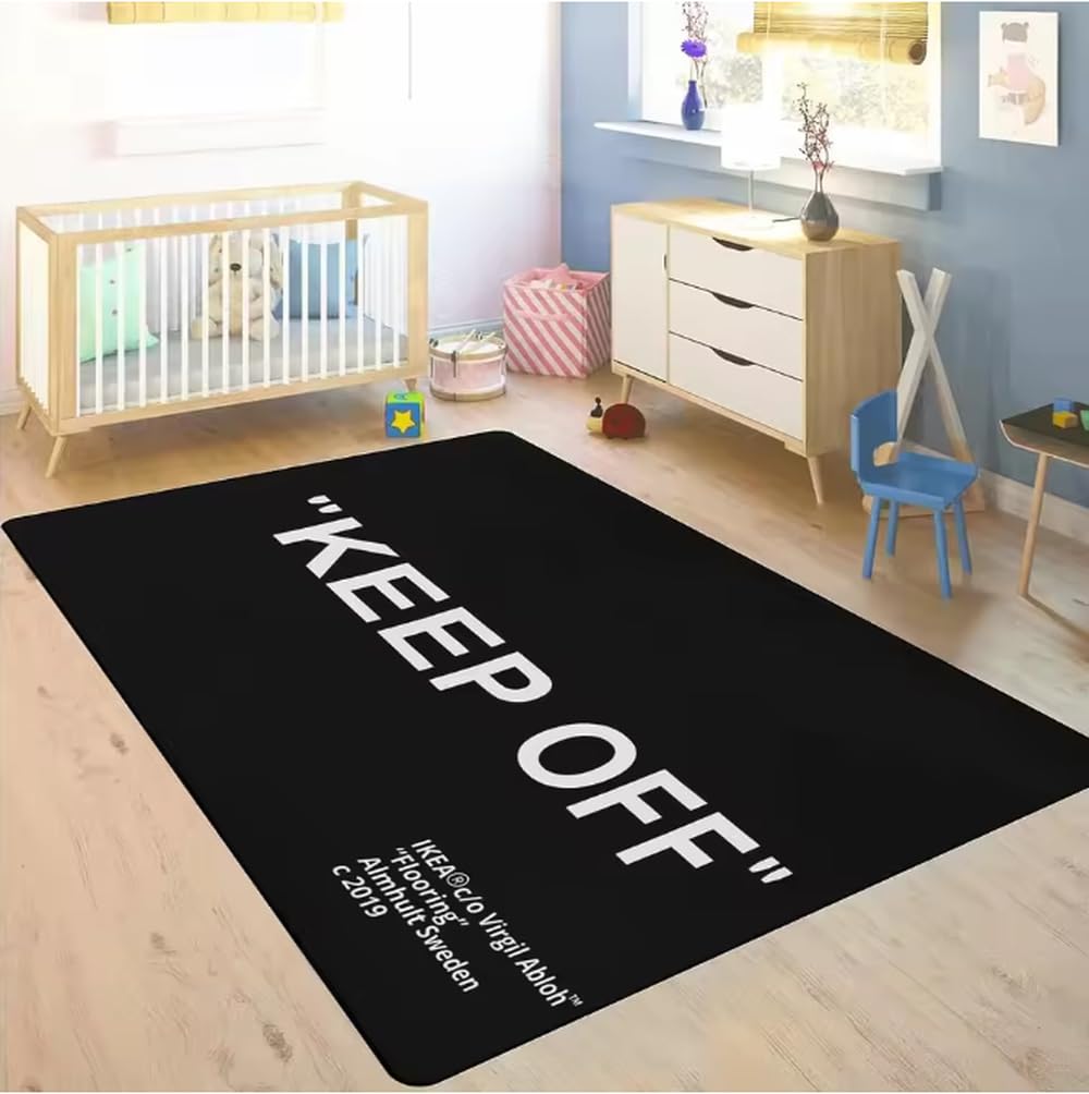 Tapis gris imprimé antidérapant 60x90cm pour décoration de chambre