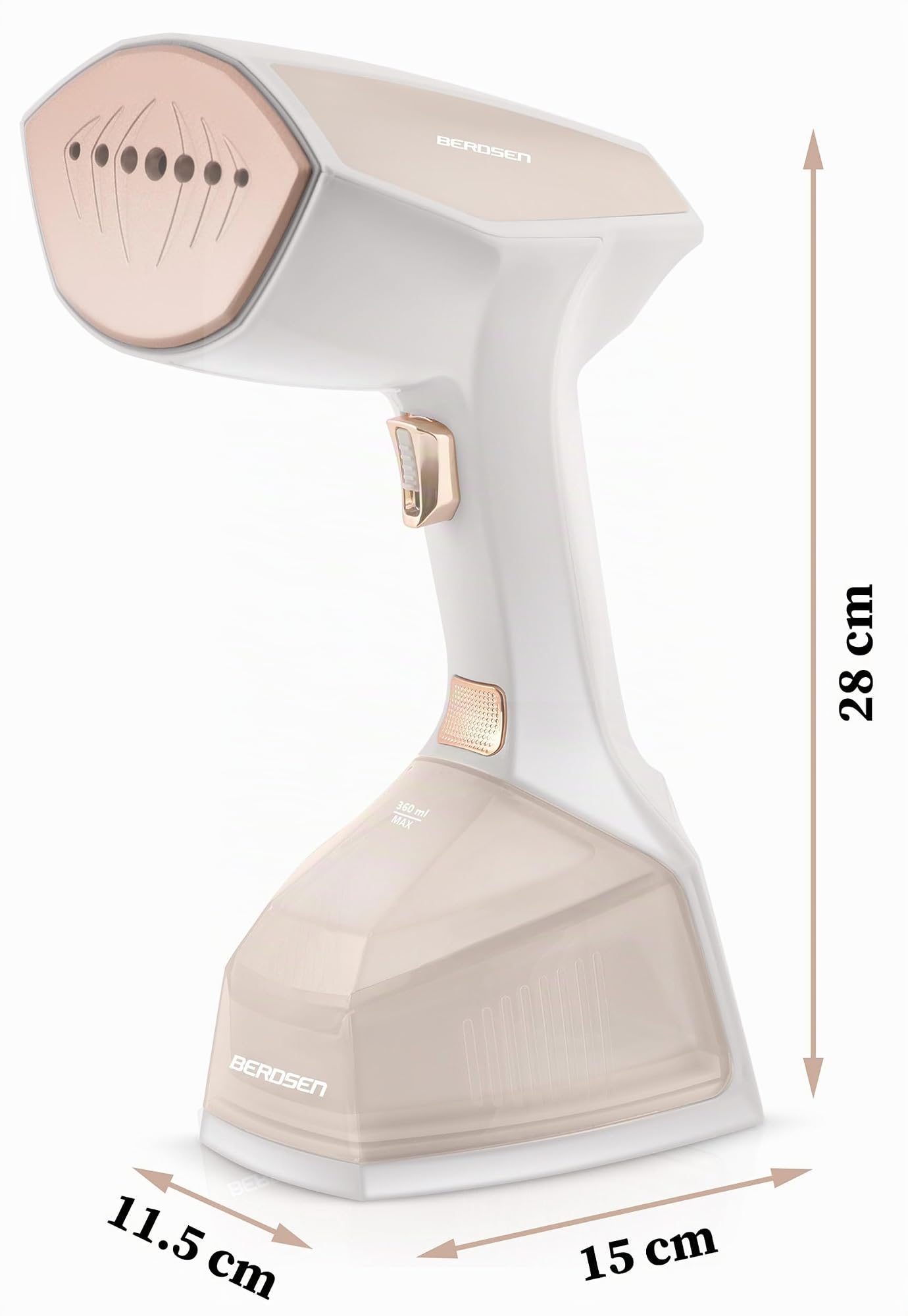 Berdsen Dampfglätter Steamer Dampfbügel Reise 2000 W Dampfsteuerung Dampfleistung 45 g/min LCD Set Mit Bürstenaufsatz 360 ml Wasserbehälter Tragetasche Beige