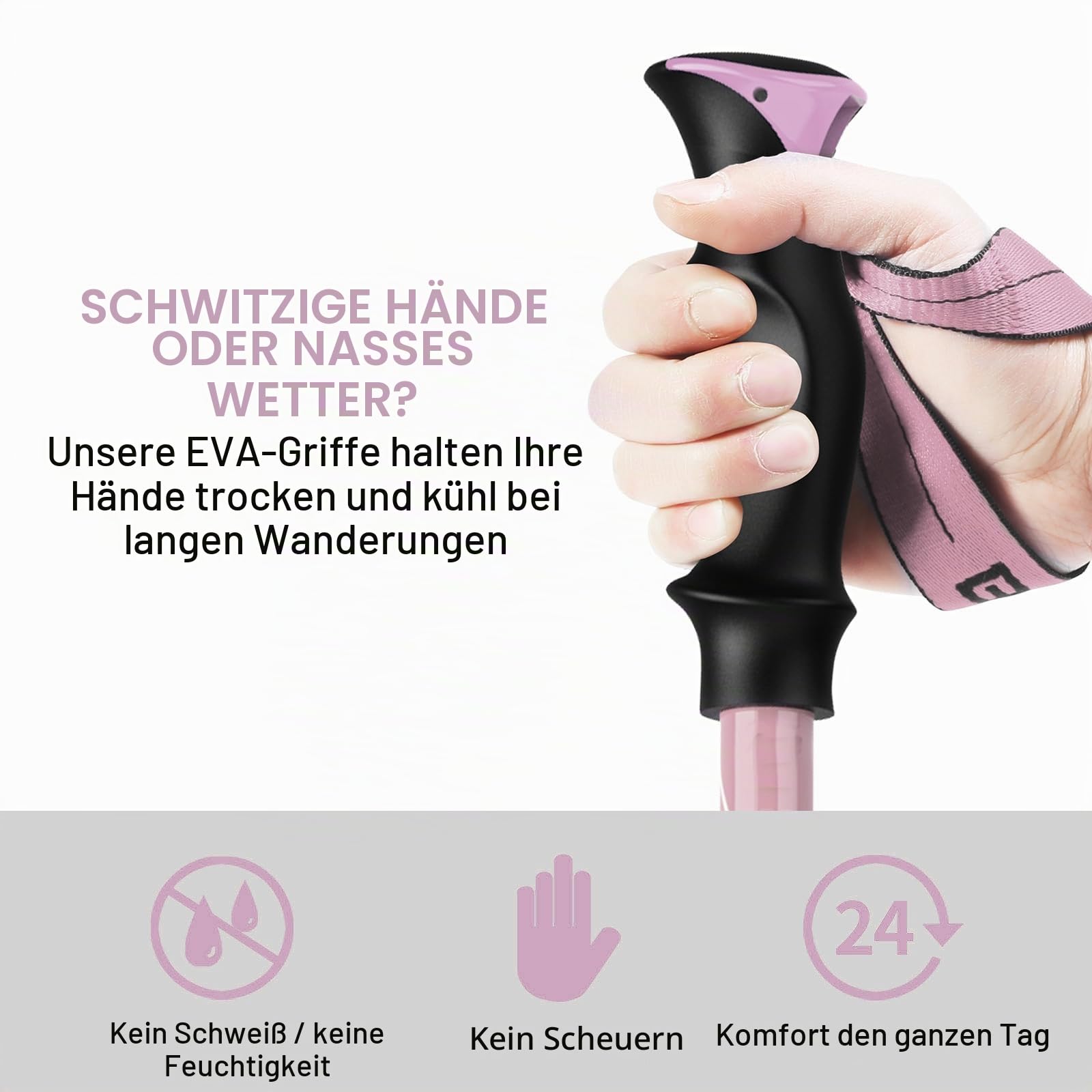 BISINNA Wanderstöcke Trekkingstöcke Nordic Walking Stöcke - 95-115 cm / 115-135 cm Faltbar Verstellbar Leichtgewichtige Aluminium-Wanderstock, mit Gummipuffer für Damen und Herren (4 Farben)