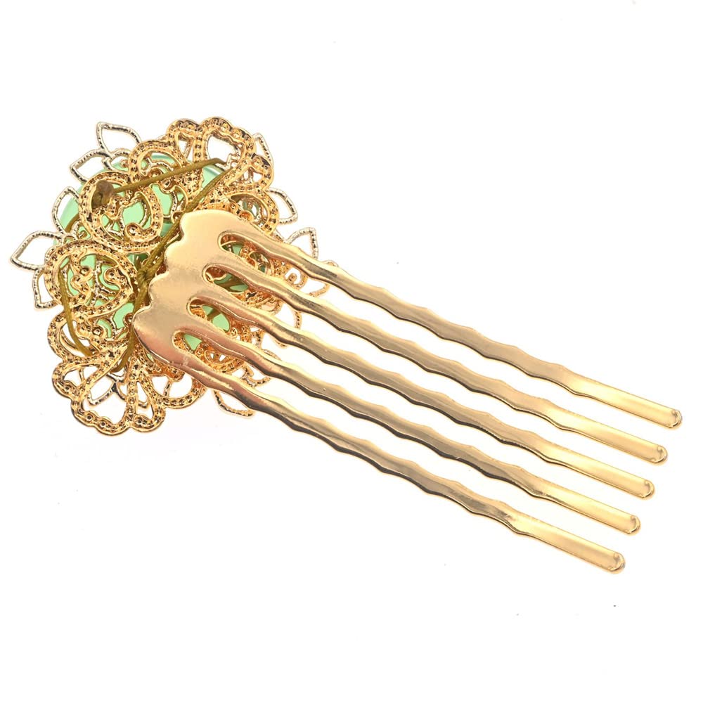 Chinese Traditional Women Flower Metal Hair Side Clip Comb,Hair Styling Making Accessories for Hanfu Costume Bridal Wedding Headwear