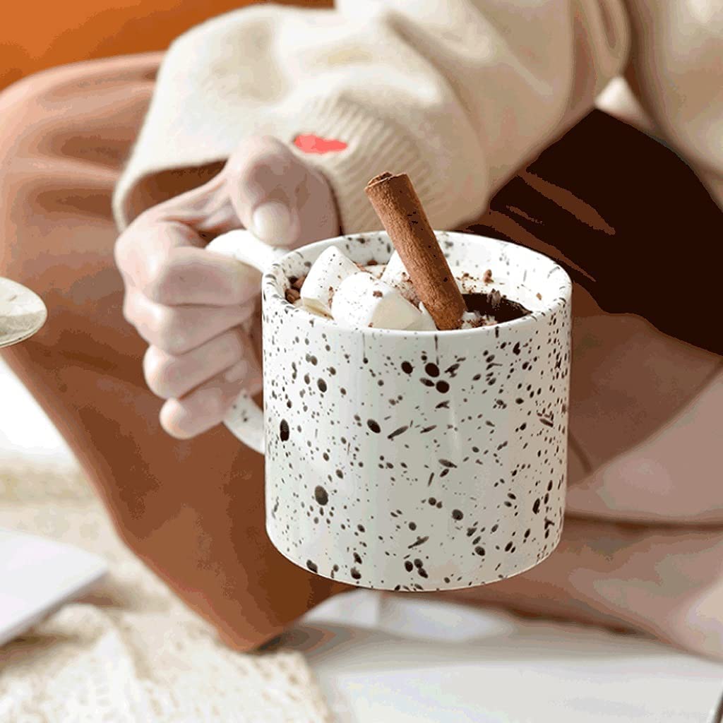 Taza de Café de Té Taza De Café Creativa Con Mango Redondo, Taza De Cerámica Con Tinta De Salpicaduras De 320ML, Taza De Café for Microondas/taza De Desayuno/taza De Bebida para té de la tarde(B)