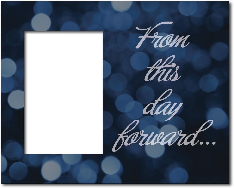 VictoryStore Gift Frame - Wedding Themed Picture Frame - Holds 4 inches x 6 inches Photo - from This Day Forward - Blue Bokeh Lights