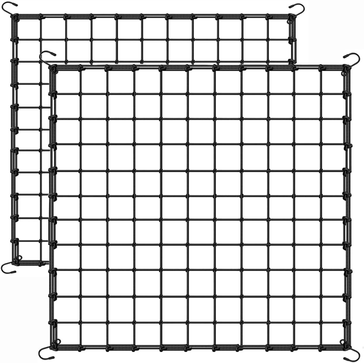 6x6 Ft Elastic Plant Trellis Net - 2-Pack Scrog Net with 4 Hooks for Grow Tents, Climbing Vegetables(Black) (6x6ft Stretched size-3mm d)