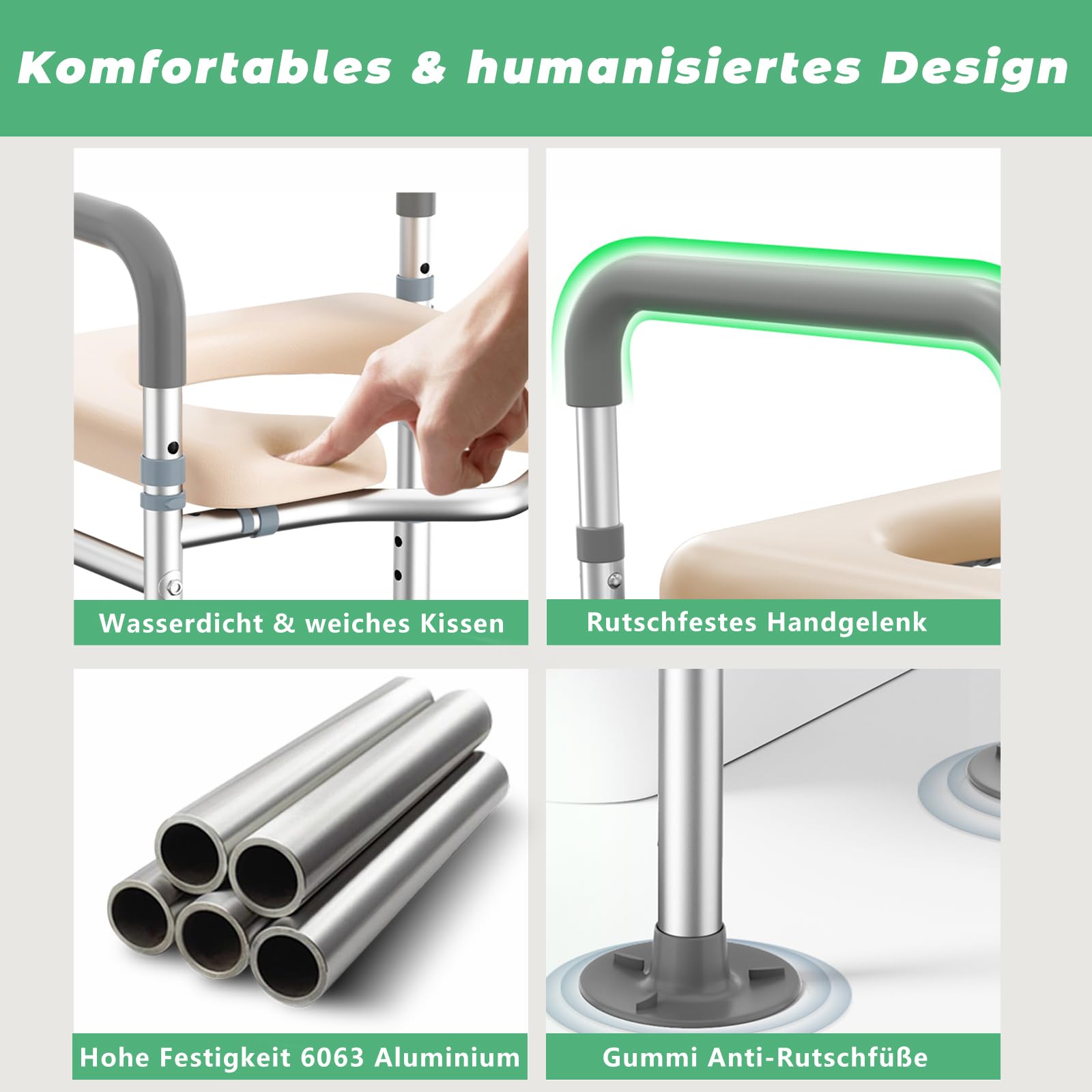 Toilettensitzerhöhung mit Armlehnen, Einstellbare Höhe & Breite WC Sitzerhöhung Aufstehhilfe Toilette, Toilettengestell Toilettenaufsatz für Senioren Behinderte Schwangere Erwachsene