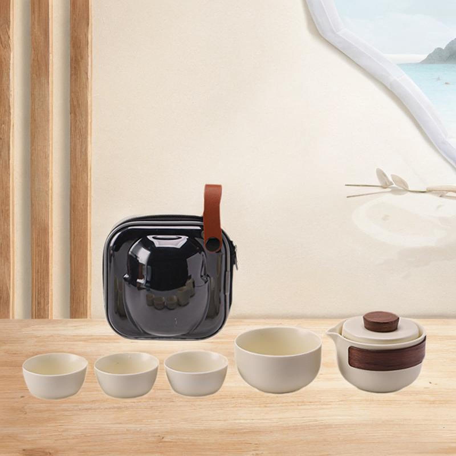 Portable Tea Set with Case Ceramic Chinese Kung Fu Teapot Teacups for Travel Four Teacups Set | Home & Garden | Kitchen, Dining & Bar | Dinnerware & Serving Dishes | Teapots-image-36