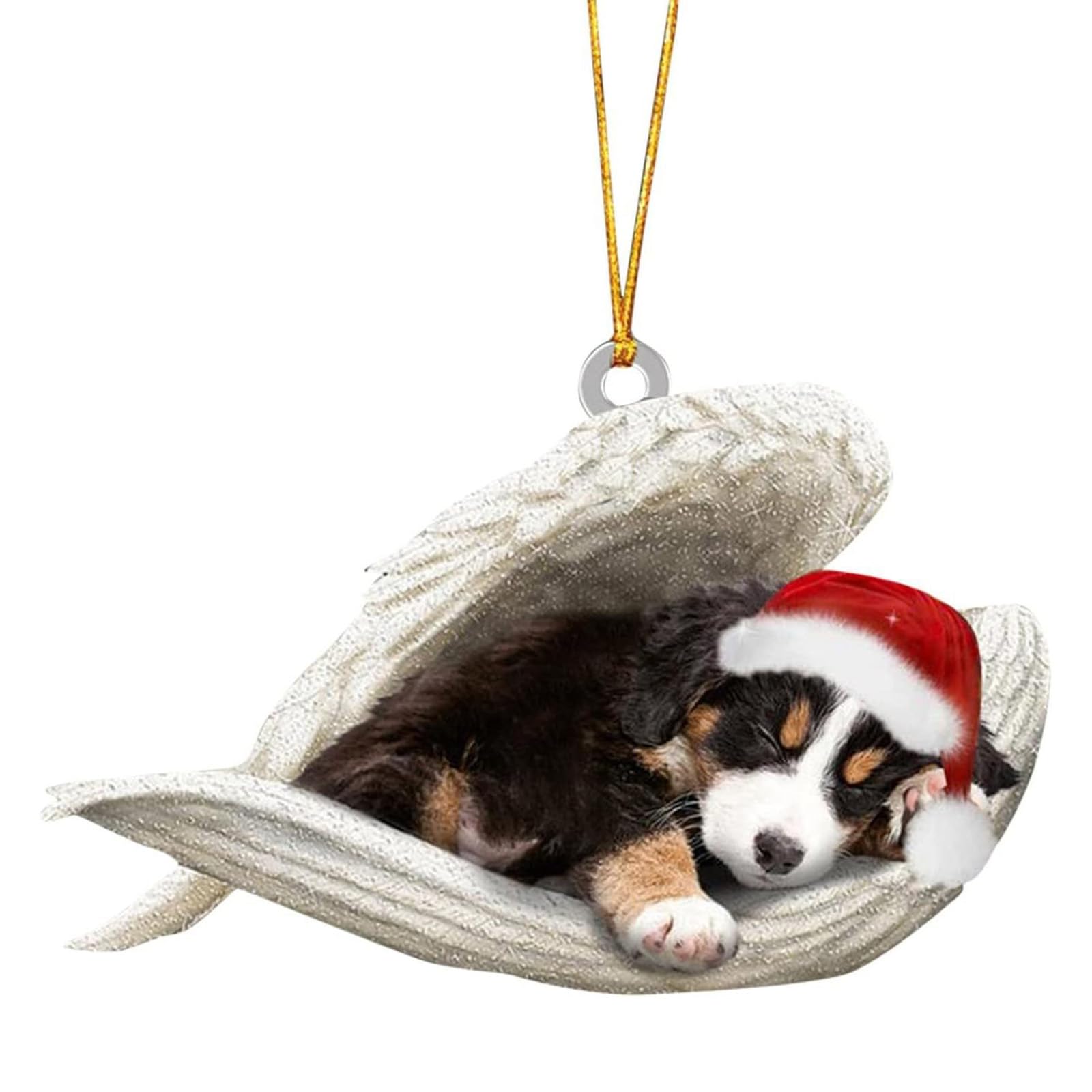 KAQNTUD Car Interior Decoration Shatterproof Acrylic Angel Dog Hanging Ornament for Christmas Tree Wreath Vehicle Interior Shatterproof Christmas Hanging Ornament