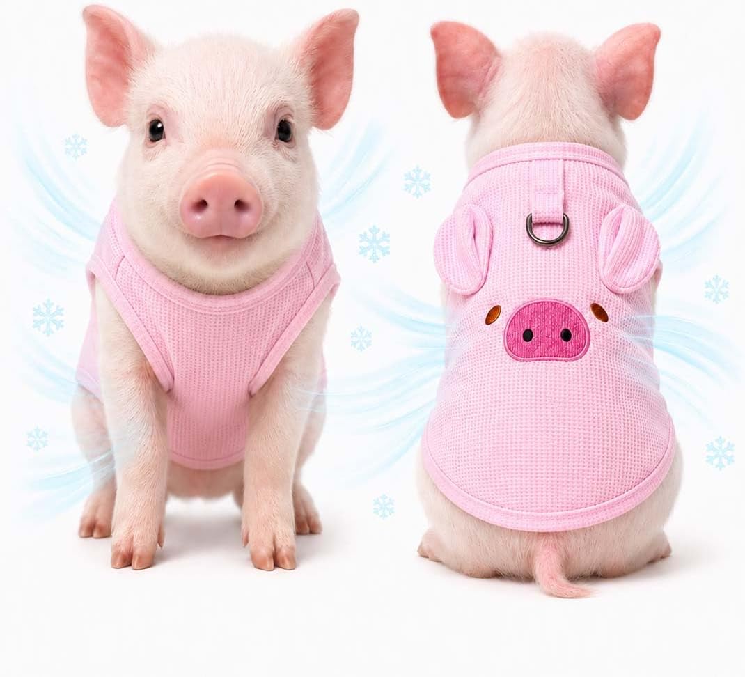 Mini Pig Clothes, Pink Pet Pig Shirt for Small Pigs, Soft Breathable Outfit, Lightweight Apparel for Indoor and Outdoor Wear, Comfortable Everyday Clothing