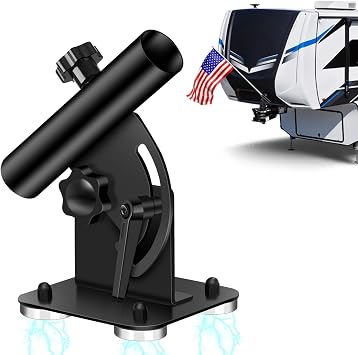 Magnetic RV Flag Pole Holder for 5th Wheel Hitch, Fifth Wheel Flag Pole Mount with Angle Adjustment, No-Drill RV FlagPole Holder for Camper, Trailer No Poles Included