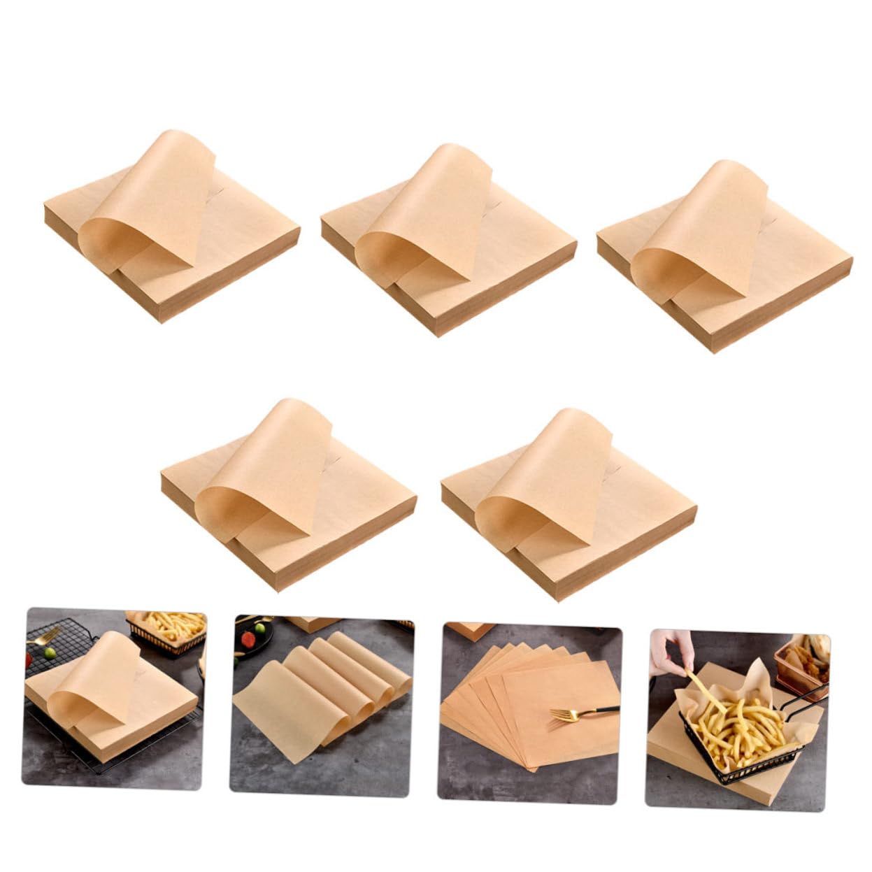 500 hojas Papel para Hornear Antiadherente Resistente al Calor Papel Absorbente de Aceite para Cocina para Frituras y Snacks