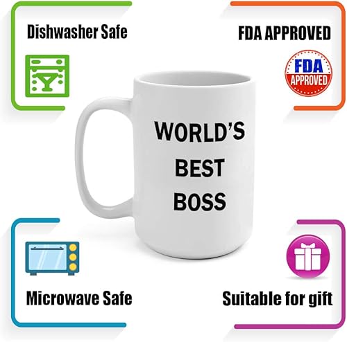 Miniatura 4 de Dunder Mifflin (The Office) World's Best Boss TV Show - Taza de cerámica para café (té, cacao) de 15 onzas, taza oficial de Michael Scott como se ve
