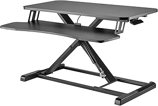Ezywork Two Tier Sit & Standing Desk Converter Height Adjustable Table Riser Workstation for Dual Computer Monitors, Laptop, Gaming Desk Larger Surface 800X400MM, Height Adjust from 115mm to 500mm