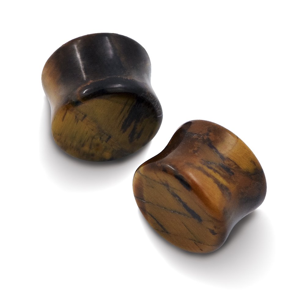 D&Min Jewelry, set di 12 pezzi di pietre naturali, tappi per piercing all’orecchio, estensori, Flesch Tunnel. Calibro: 2 g (5/8”)