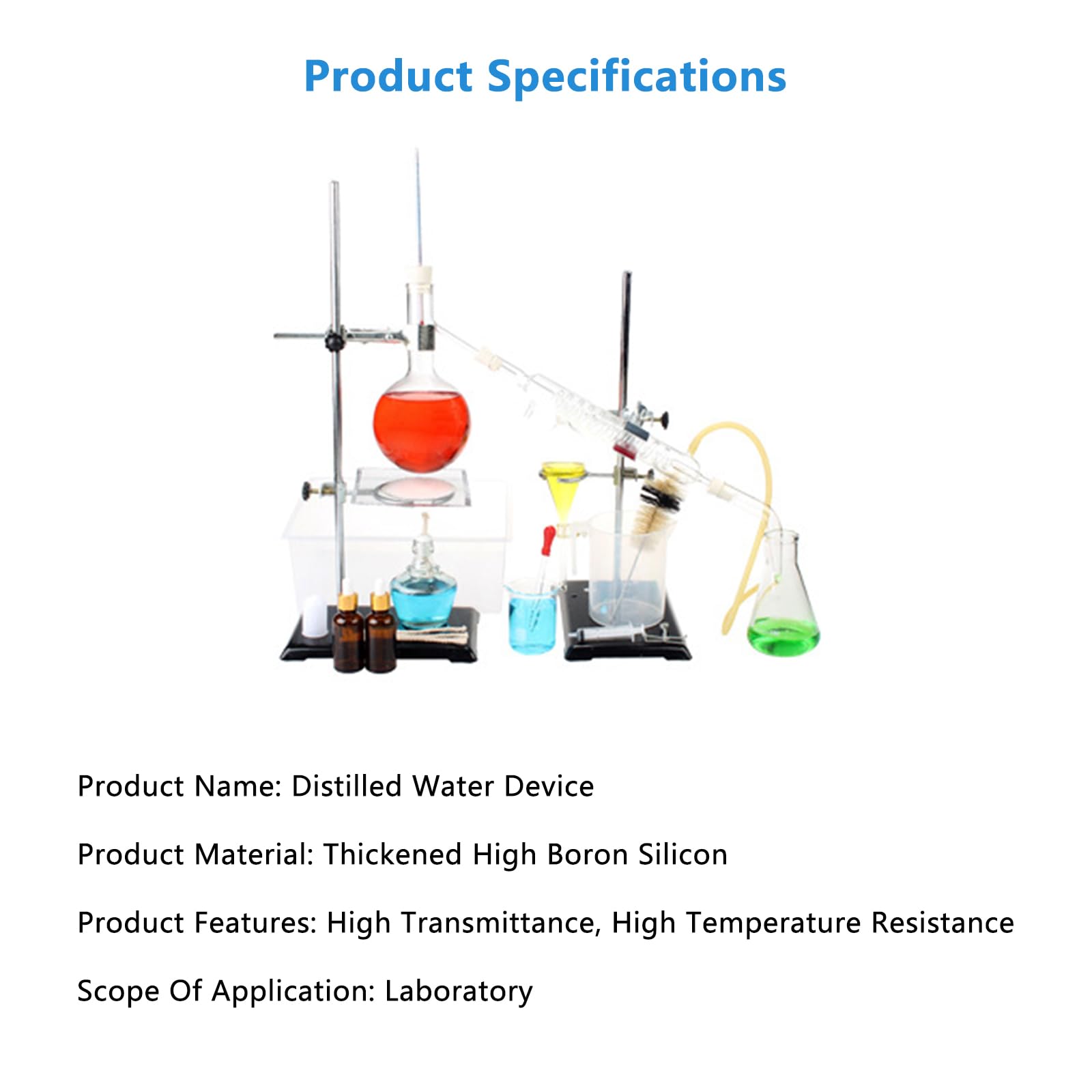 Destilliergerät, Destillationsapparat für ätherische Öle, Laborglas, Destillationsset, Wasserdestillator, Reiniger, Glasdestillation, Destillationsapparat