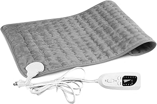 Heating Pad Electric Heat Pad, Hot Heated Pad,Moist Heat Heating Pad Moist and Dry Heat ,Heating Electric Pad for Back, Shoulders, Abdomen, Legs, Arms, Electric Fast Heat Pad with Heat Settings, Auto Shut Off (12" x 24''), Silver Gray