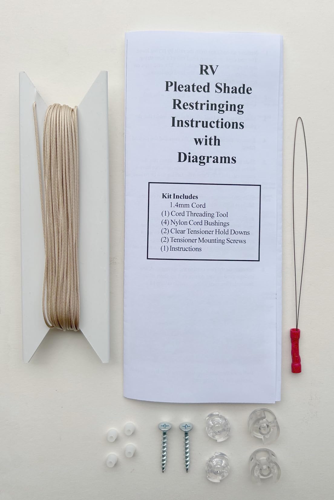 50 ft Tan Cord RV Pleated Shade Restring Kit - Record - Blind - Motorhome - Day Night (Tan = Cord Color)