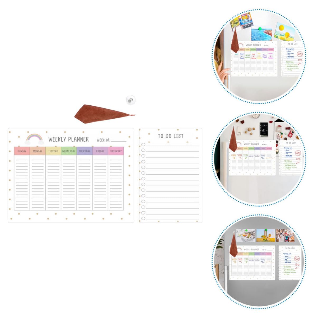 5 Set lavagnette cancellabili pianificatore settimanale planner giornaliero daily planner magneti vegetali magnete bacheca con messaggi chiari lavagna magnetica per parete stoffa DIYEAH