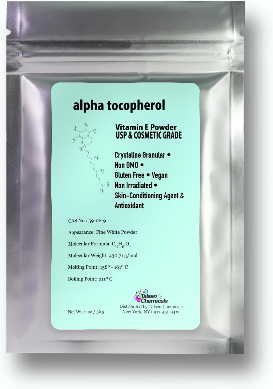 Alpha Tocopheryl Acetate Vitamin E Powder for Skin Care DIY Cosmetic Grade 700 IU Acetate Powder (2 Ounce / 56 Gram)