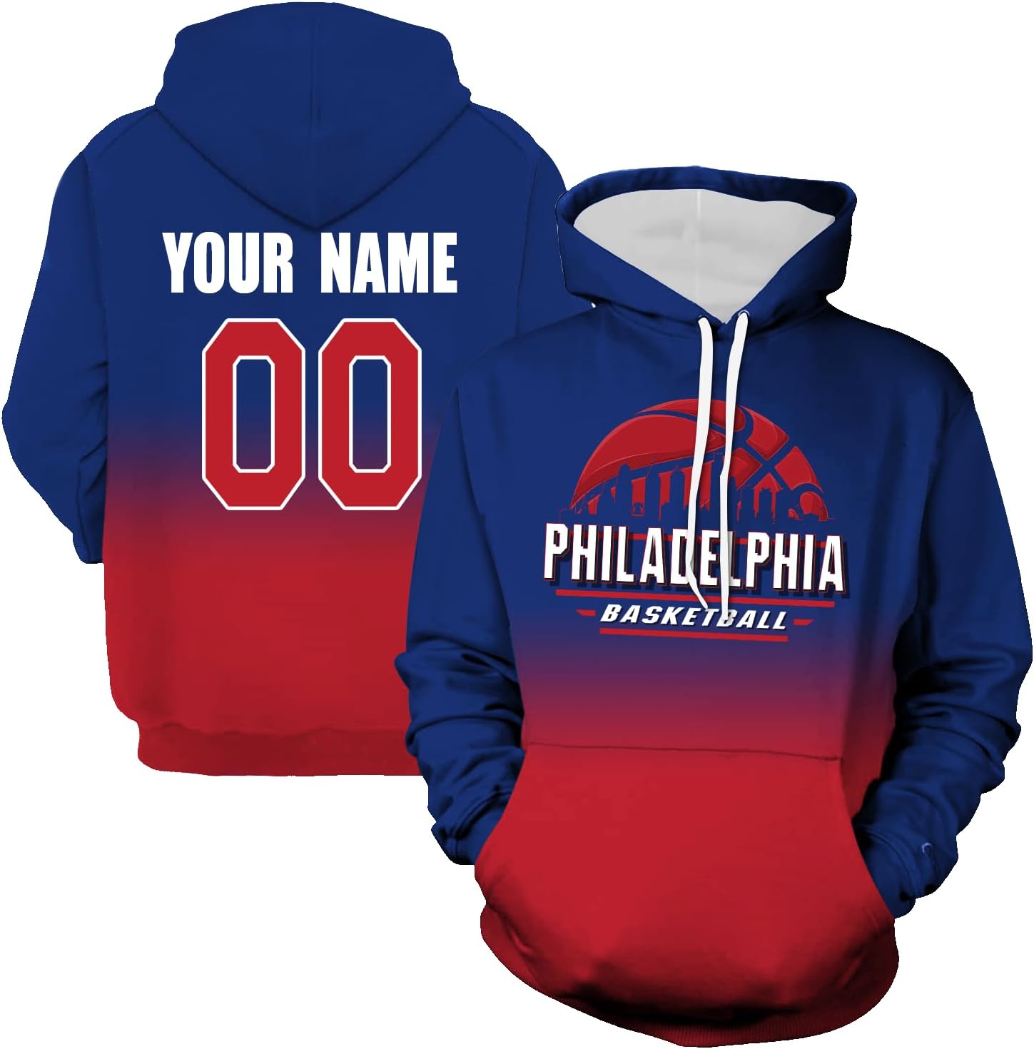 Custom Hoodie for Men Women Youth Name & Number Basketball City Fans Gifts Personalized Hooded Pullover Sweatershirt