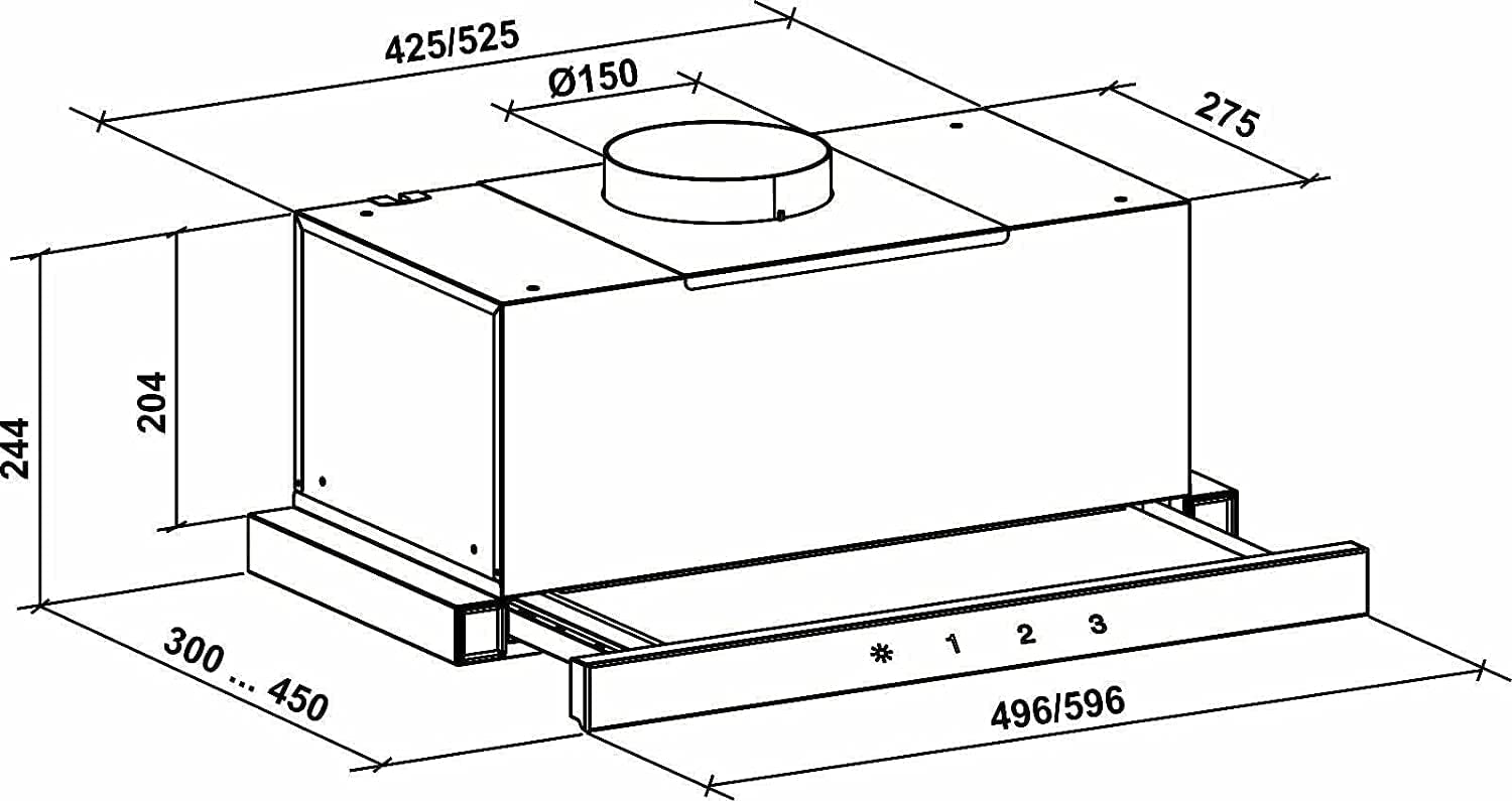 Gurari Campana extractora plana GCH B 117 BL Prime Incl. recirculación de aire, juego de extracción, campana extractora 60 cm, negra, cristal negro, 1000m³/h, aspiración muy potente, aire extraído