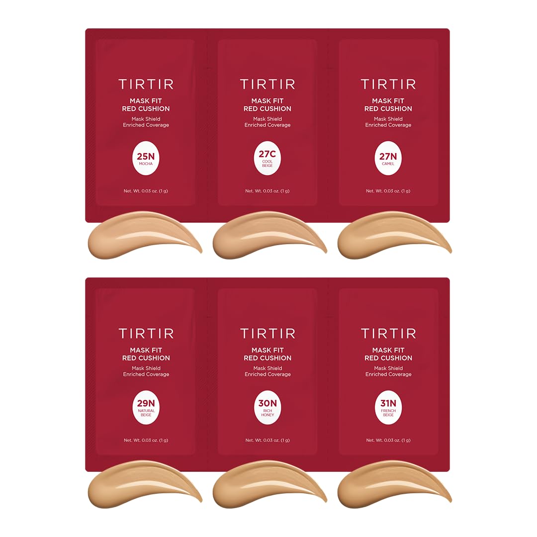 TIRTIR - Mask Fit Red Cushion Make-Up Primer *Test Set* No. Medium | Japan's No. 1 Option for Crystal Clear Skin and Long-Lasting Hold
