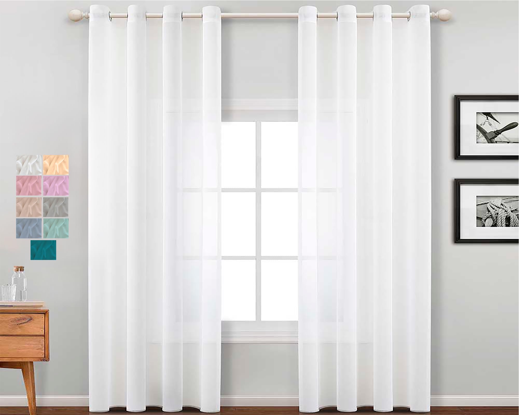 TRAMAS+ Cortinas Visillo Semitransparente para Salón y Dormitorio 140x260 cm, con Ojales, Dormitorio, Infantil, Juvenil y Adulto y Comedor – Blanco
