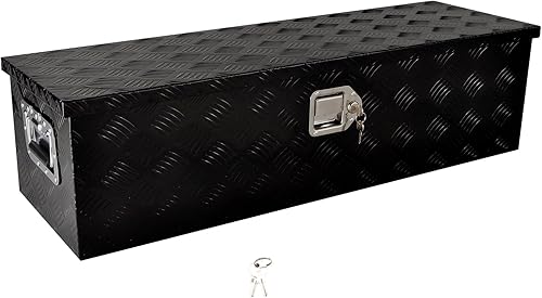 Miniatura 9 de SSN Caja de herramientas de aluminio negro de 16 pulgadas, caja de herramientas de banda de rodadura de 5 barras para camión, cama, automóvil,