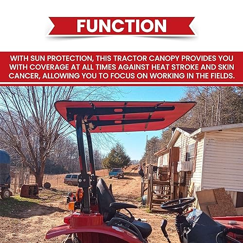 ECOTRIC Tractor Canopy for ROPS - Red Rops Canopy for Tractor and ...