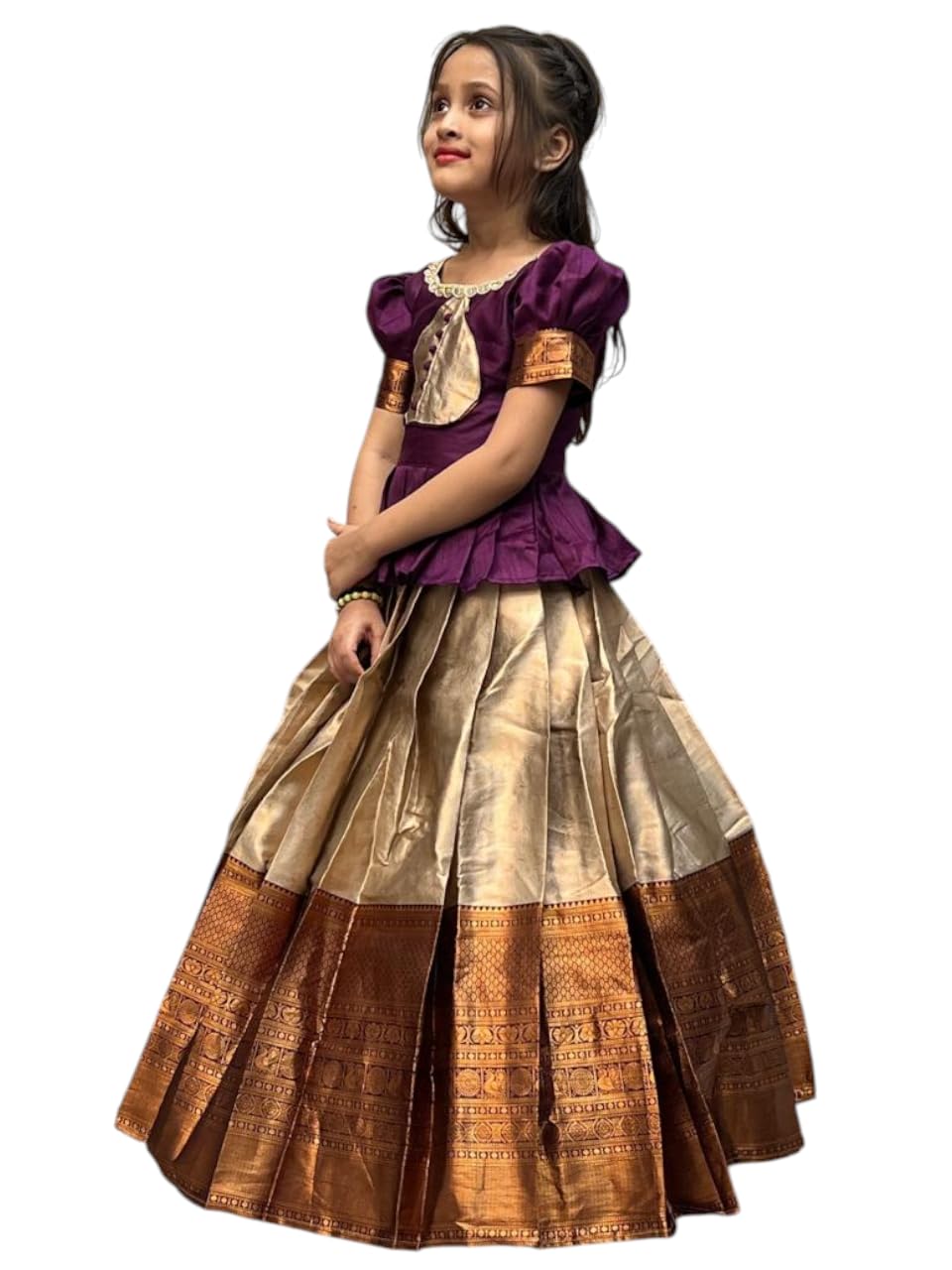 New Traditional Ethnic Silk Anarkali Frock Gown for Girls | Flared Indian Dress Long Gown | Kids Ethnic Wear Outfit-image-39
