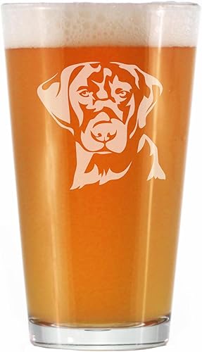Black Lab Face - Labrador Retriever Pint Glass for Beer - Fun Unique Dog Themed Decor Gifts for Men & Women - 16 oz