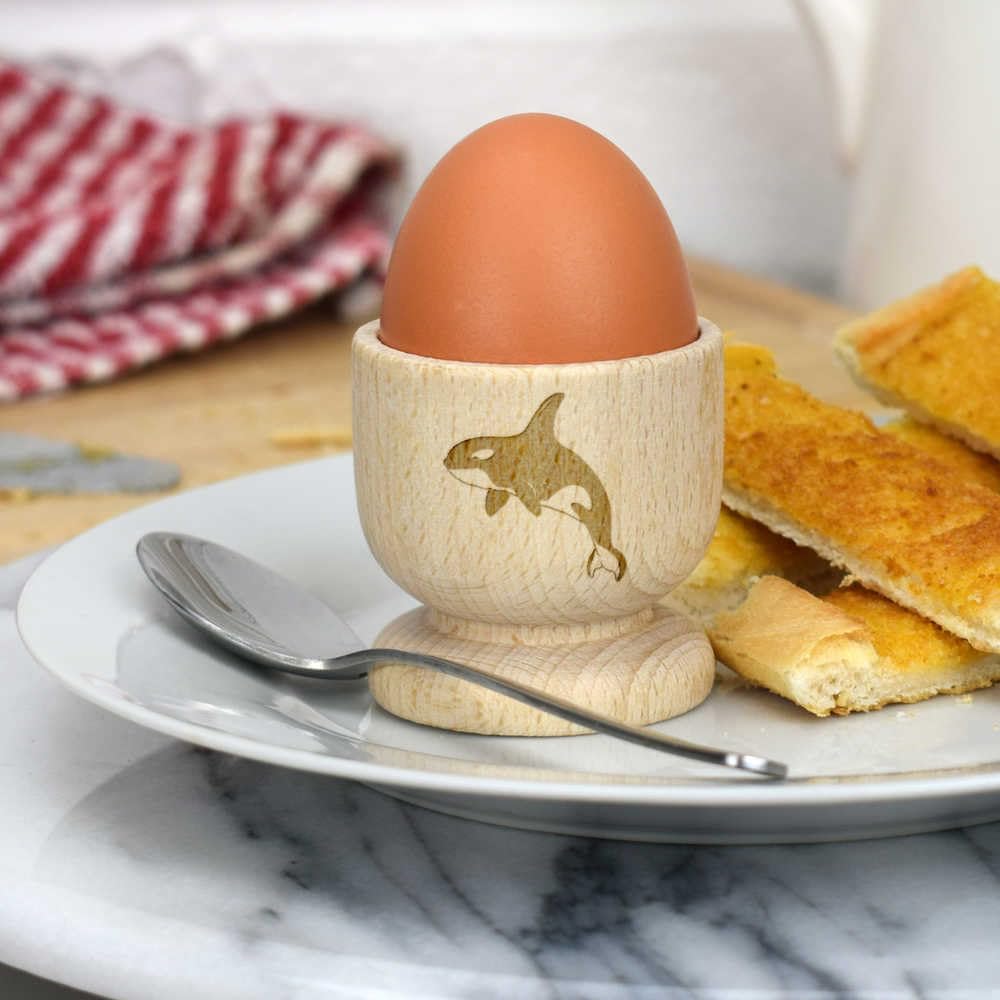 'Orca Whale Jumping' Wooden Egg Cup (EC00028757)