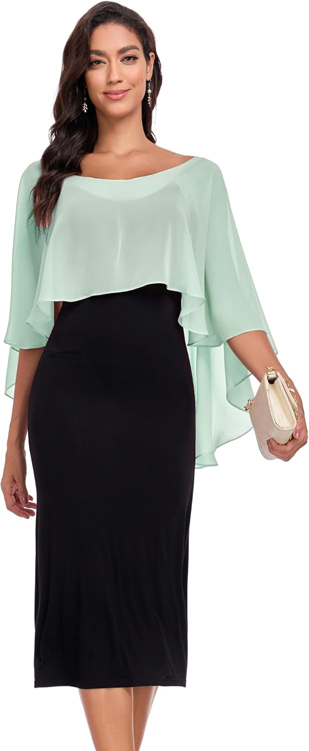 Sheer Shawls and Wraps for Evening Dresses Chiffon Capes for Women Soft Wedding Cover Up - Image 4