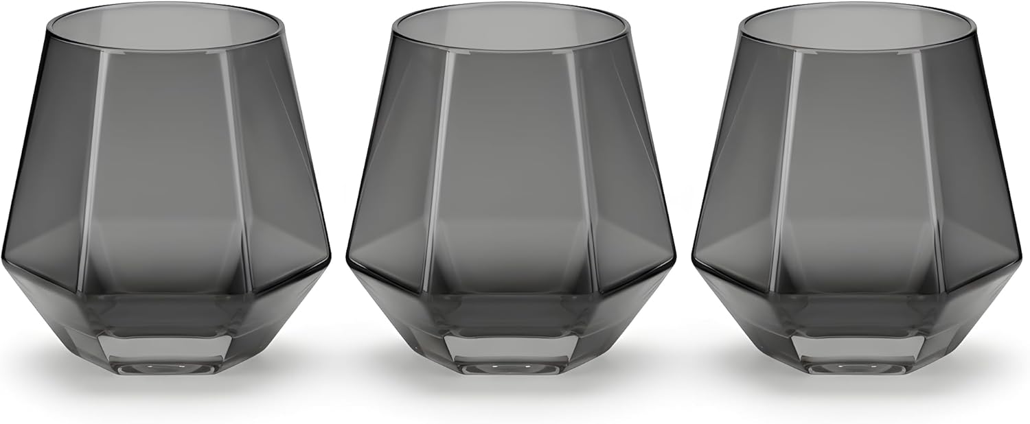 Prism Whiskey Glasses Set of 6-10oz - Ideal for Scotch, Bourbon, Cocktails & Special Occasions (Amber)