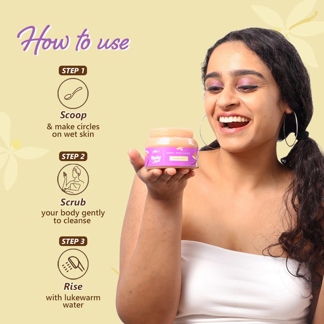 Plum BodyLovin' Vanilla Vibes Sugar Body Scrub | The Ideal Winter Body Scrub | Brazil Nut Oil | Skin Brightening | Deep Moisturization | 100% Vegan 3
